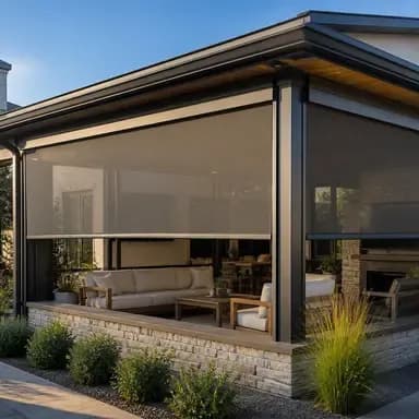 Motorized screen over deck area